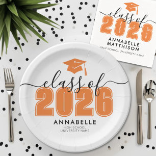 Orange Graduation Party Paper Plates