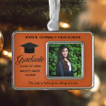 Orange Graduation Photo Inspirational Quote Custom Christmas Ornament<br><div class="desc">This orange custom senior graduation Christmas ornament gift features chic black typography under a high school or college name for the class of 2025. Customize with your graduating year under your photo for a great personalized graduate photograph present.</div>