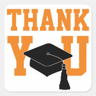 Orange Graduation Thank You Square Sticker