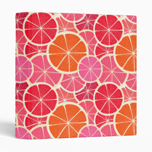 Orange & Grapefruit Citrus Fruit Pattern 3 Ring Binder