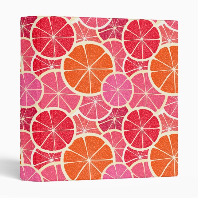 Orange & Grapefruit Citrus Fruit Pattern 3 Ring Binder (Front/Spine)