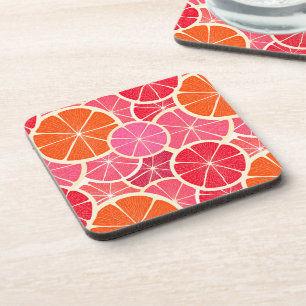 Orange & Grapefruit Citrus Fruit Pattern Beverage Coaster