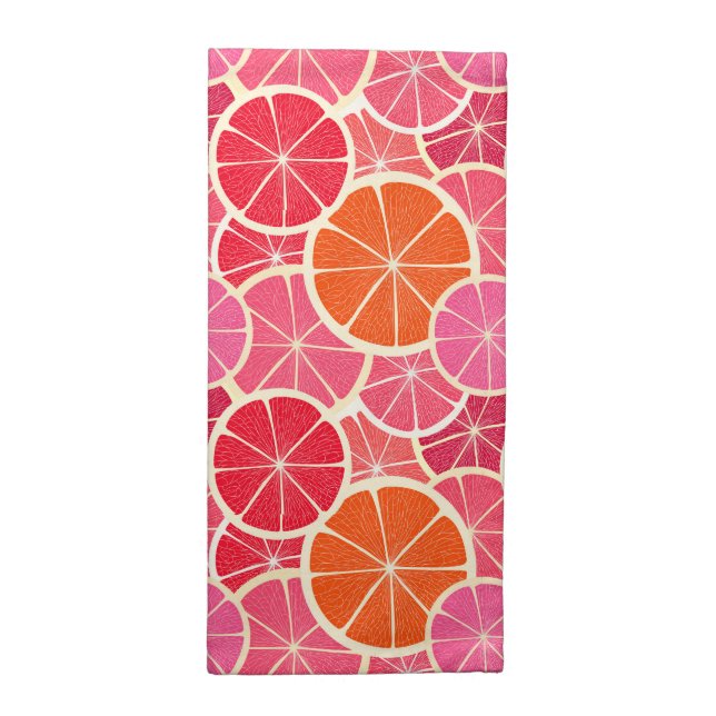Orange & Grapefruit Citrus Fruit Pattern Cloth Napkin (Half Fold)