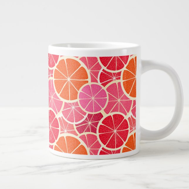 Orange & Grapefruit Citrus Fruit Pattern Giant Coffee Mug (Right)