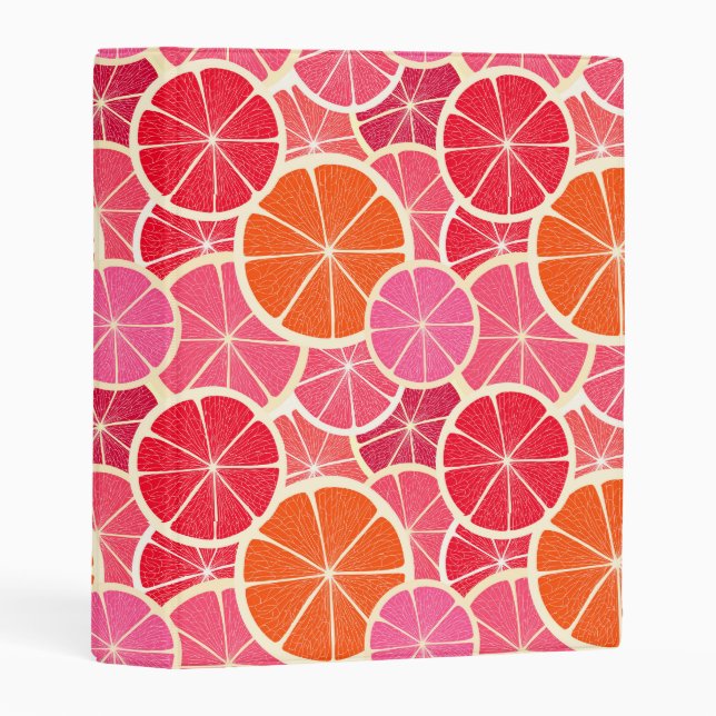 Orange & Grapefruit Citrus Fruit Pattern Mini Binder (Front/Spine)