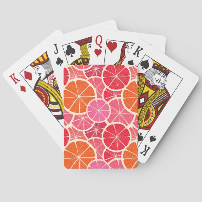 Orange & Grapefruit Citrus Fruit Pattern Poker Cards (Back)