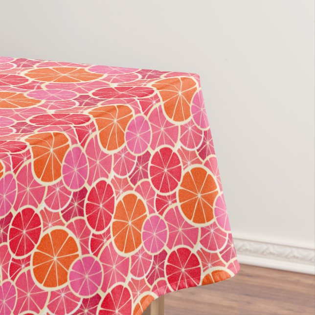 Orange & Grapefruit Citrus Fruit Pattern Tablecloth (In Situ)