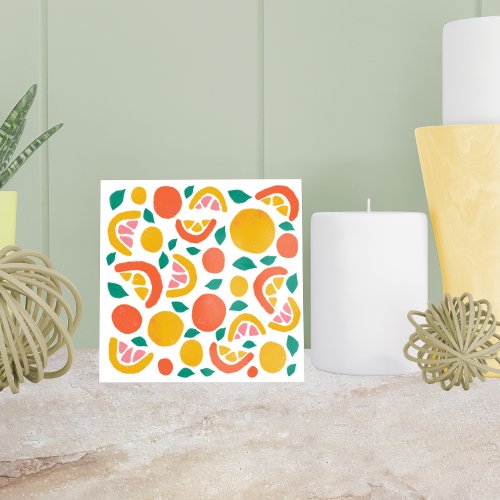 Orange Grapefruit Citrus Pattern Ceramic Tile