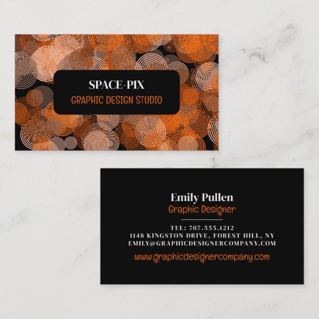 Orange Graphic Circles, Graphic Designer Business Card (Front/Back)