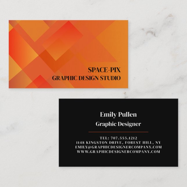Orange Graphic, Graphic Designer Business Card (Front/Back)