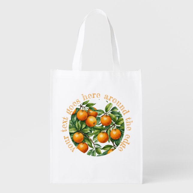 Orange Graphic Grocery Bag – Custom Photo & Text  (Front)