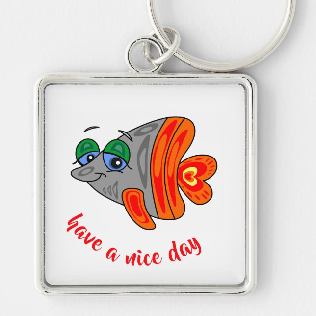 orange grau cartoon fisch keychain (Front)