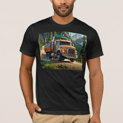 Orange Gravel Truck in the Mountains T_Shirt