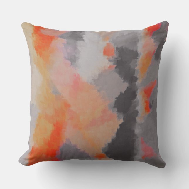 Orange Gray Abstract Throw Pillow (Front)