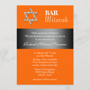 Orange gray bar mitzvah celebrations invitation