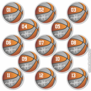 orange gray basketball 13 team members names sticker