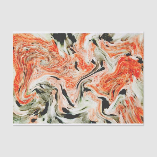 Orange Gray & Black Marble Stone Tissue Paper (Front)