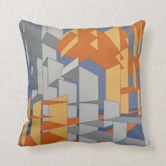 Orange, Gray, Blue Throw Pillow