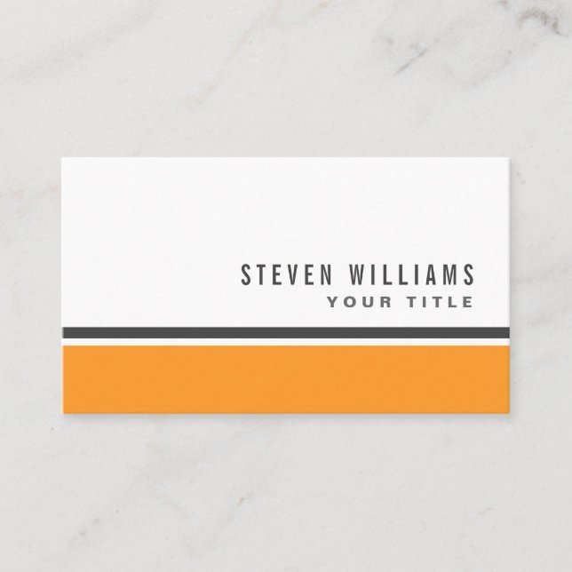 Orange gray border modern stylish white business card (Front)