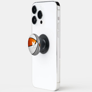 orange gray boys girls basketball varsity letter PopSocket