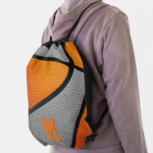 orange gray boys girls school colors basketball drawstring bag