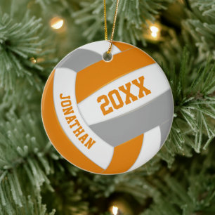 orange gray boys girls volleyball team colors ceramic ornament