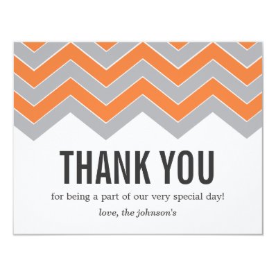 Orange & Gray Design Wedding Thank You Cards