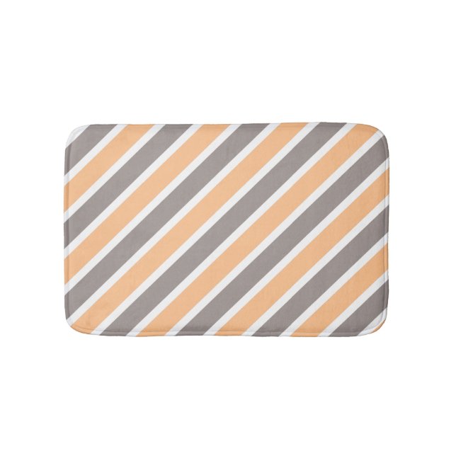 Orange Gray Diagonal Stripes Bathroom Mat (Front)