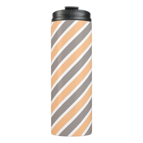 Orange Gray Diagonal Stripes Thermal Tumbler