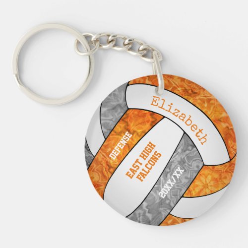 orange gray girly sports custom volleyball keychain