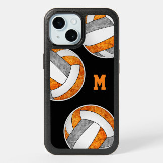 orange gray girly volleyball team colors iPhone 15 case
