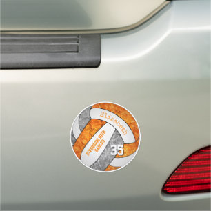 orange gray girly volleyball team colors locker car magnet