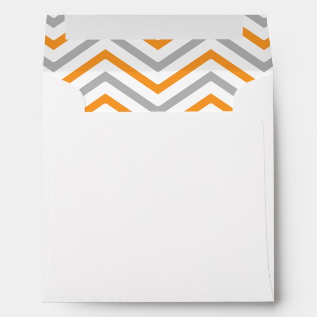 Orange Gray Grey Chevron Lined Envelope (Back (Bottom))