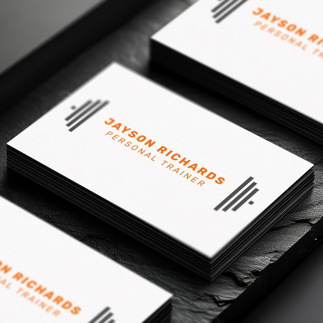 Orange/Gray Gym Barbell Symbol Personal Trainer Business Card (Creator Uploaded)