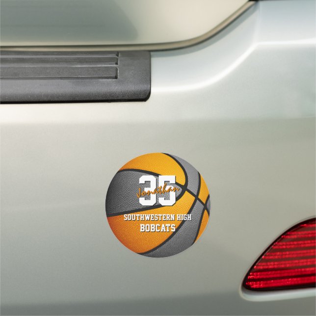 orange gray kids basketball school locker or car magnet (In Situ)