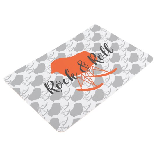 Orange Gray Mid Century Rocking Chair Pattern Floor Mat Zazzle Com