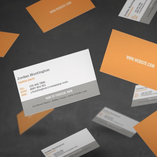 Orange  Gray Minimal Business Card