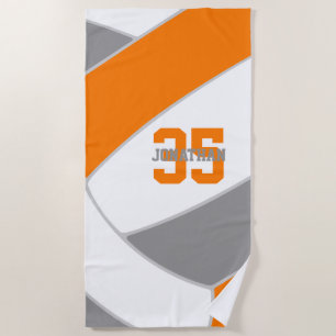 orange gray or ANY colors personalized volleyball Beach Towel