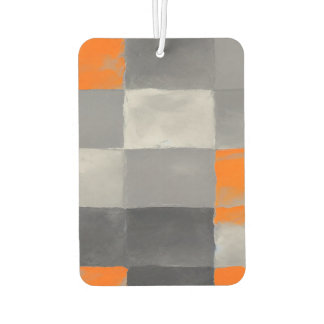 Orange Gray Plaid Abstract Air Freshener