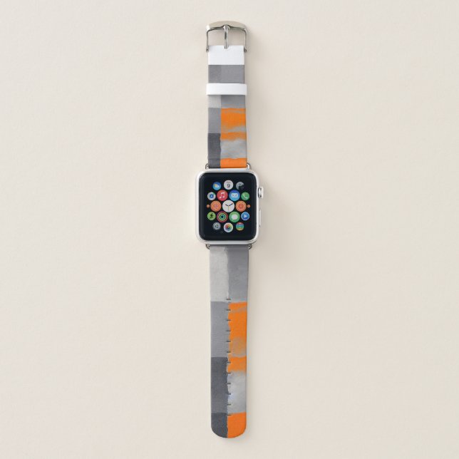 Orange Gray Plaid Abstract  Apple Watch Band (Front)