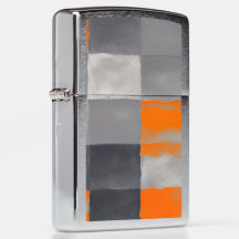Orange Gray Plaid Abstract