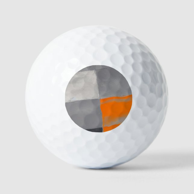 Orange Gray Plaid Checkered Golf Balls (Front)