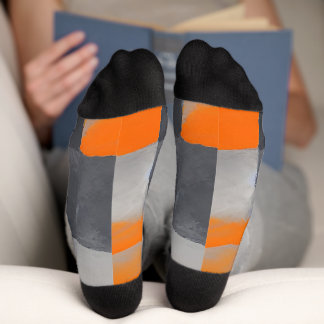 Orange Gray Plaid Checkered Socks