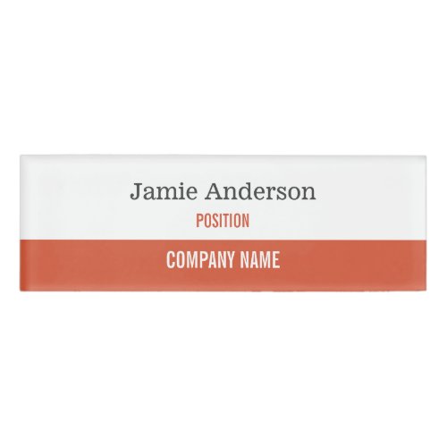 Orange  Gray Professional Name Tag