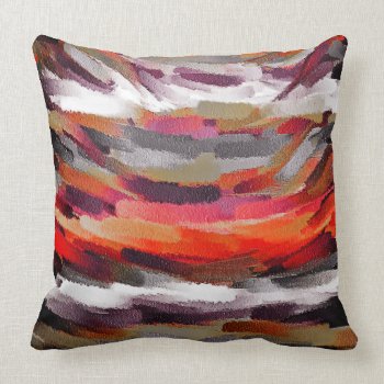 Orange Gray Purple Abstract Painting Throw Pillow by nhanyi at Zazzle