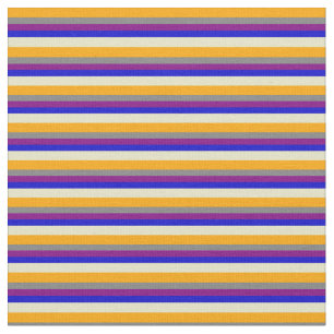 Orange, Gray, Purple, Blue, Pale Goldenrod Stripes Fabric