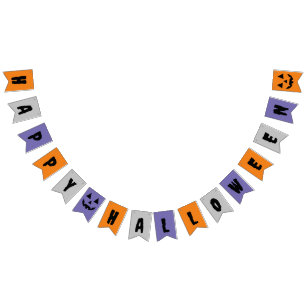 Orange Gray Purple Happy Halloween Bunting Flags