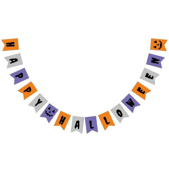 Orange Gray Purple Happy Halloween Bunting Flags (All)