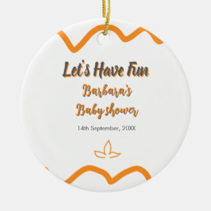 Orange gray retro spanish baby shower boho modern ceramic ornament