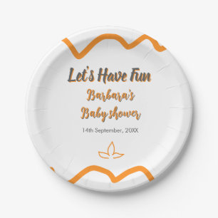 Orange gray retro spanish baby shower boho modern paper plates